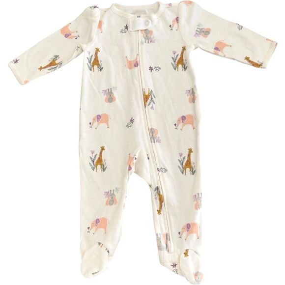 Carter’s Baby Jungle Animal Pattern Print 100% Cotton One Piece Footie. 6 Months - Picture 1 of 6